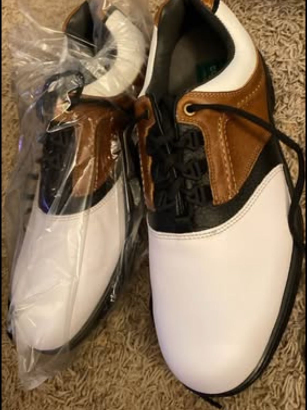 FootJoy Men’s White, Brown & Black Golf Shoes - Picture 2 of 4